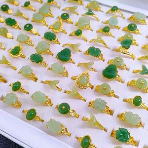Vintage Style Chinese Imitation Gold Jade <b>Ring</b> Gold Plated <b>Ring</b> Cz Zircon Mix Bulk Gemstone Opening <b>Adjustable</b> <b>Ring</b> - Product Image 1