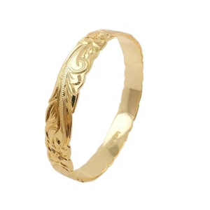 JX111 10 Mét 20 Mét Plumeria Vòng Đeo Tay Hawaii Truyền Thống Gia Truyền Scroll Oval Shape <span class=keywords><strong>Bangle</strong></span> 14K Vàng Sterling Silver... - Product Image 1