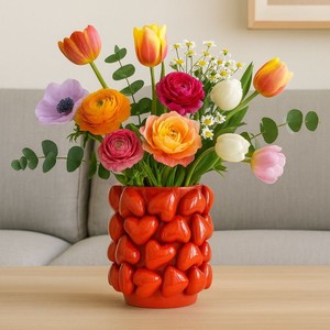 <span class=keywords><strong>Vaso</strong></span> in Ceramica 3D a Forma di <span class=keywords><strong>Cuore</strong></span> Stile Nordico, Moderno <span class=keywords><strong>Vaso</strong></span> Rosso d'Amore per Soggiorno, Decorazione da Tavolo Minimalista - Product Image 3