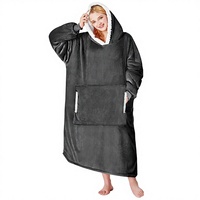 Wearable Flanelle Sherpa Couverture Polaire Sweat À Capuche Sweat 100% Polyester Machine Laver Une Taille Convient à Tous pour