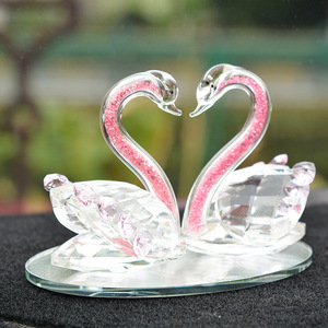 Figura de Pareja de Cisnes de Cristal, Porta Perfume para Auto con Cristales Rosados, Decoración de Escritorio, Clip de Ventilación de Cristal Blanco - Product Image 3
