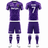 Conjunto de Fútbol Personalizado con Diseño de Molino de Viento Morado Eléctrico para Hombre, Secado Rápido por Transferencia de Calor, Transpirable, Ropa Deportiva para Equipos, Venta al Por Mayor, Fabricante OEM