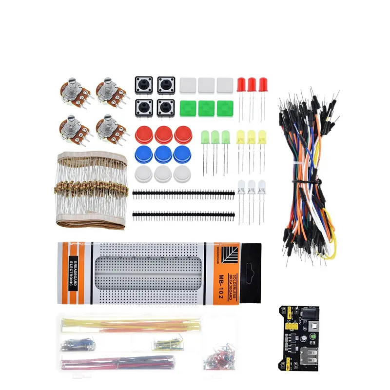 Generic Parts Package + 3.3V/5V Power Module+MB-102 830 Points Breadboard +65 Flexible Cables+ Jumper Wire Box For Arduino Kit