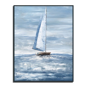 現代の手作り抽象帆船海景画キャンバスアート波の風景手描き油絵高品質木製フレーム壁掛けアート - Product Image 4