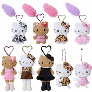 Nuevo Stock estampado de leopardo cuero negro pierna larga Kittied felpa KT juguete corazón hebilla colgante decoraciones PP algodón - Product Image 1