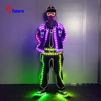 Traje LED de mezclilla estilo Hip Hop con luces, disfraz luminoso Tron para adultos, ideal para escenarios, baile robótico, discotecas, bares y eventos en vivo.
