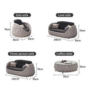 عرض خاص: طقم أريكة خارجية منسوجة بالحبال للفنادق والحدائق، طقم أريكة خارجية من الألومنيوم - Product Image 4