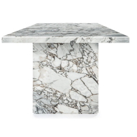 Ensemble de table à manger en marbre bleu galaxie moderne et luxueux Kumusi Furniture, table à manger en pierre grande et haute pour plusieurs personnes, meubles de salon