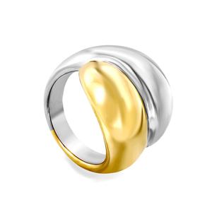 Water Droplet Glossy Asymmetrical Stainless Steel Chunky <b>Opening</b> <b>Ring</b> Mix Two Colors Layered Wedding Engagement <b>Rings</b> for Women - Product Image 1