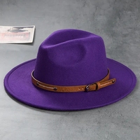 Topi Jazz Flat Top Baru Grosir Musim Gugur Musim Dingin Klasik Pria Wanita Wol Felt Fedora Dekorasi Pita Bulu Dewasa Pesta