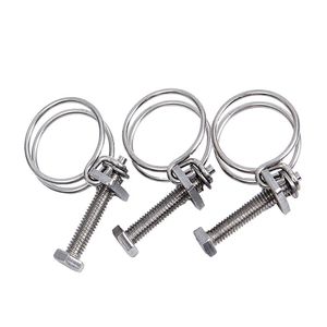 Collier de serrage <span class=keywords><strong>double</strong></span> fil en acier inoxydable 304 poli, réglable, capacité de charge 1000 kg, pour tuyaux d'eau, de gaz et de caoutchouc - Product Image 4