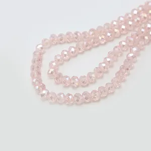6x8mm玻璃珠粉色AB虹膜方面rondelle珠子DIY珠宝串珠首饰制作