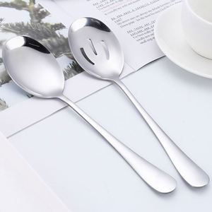 Cuchara de sopa y tenedor de metal de acero inoxidable 410 al por mayor para restaurantes, cocinas occidentales y hoteles, para compartir verduras. - Product Image 1