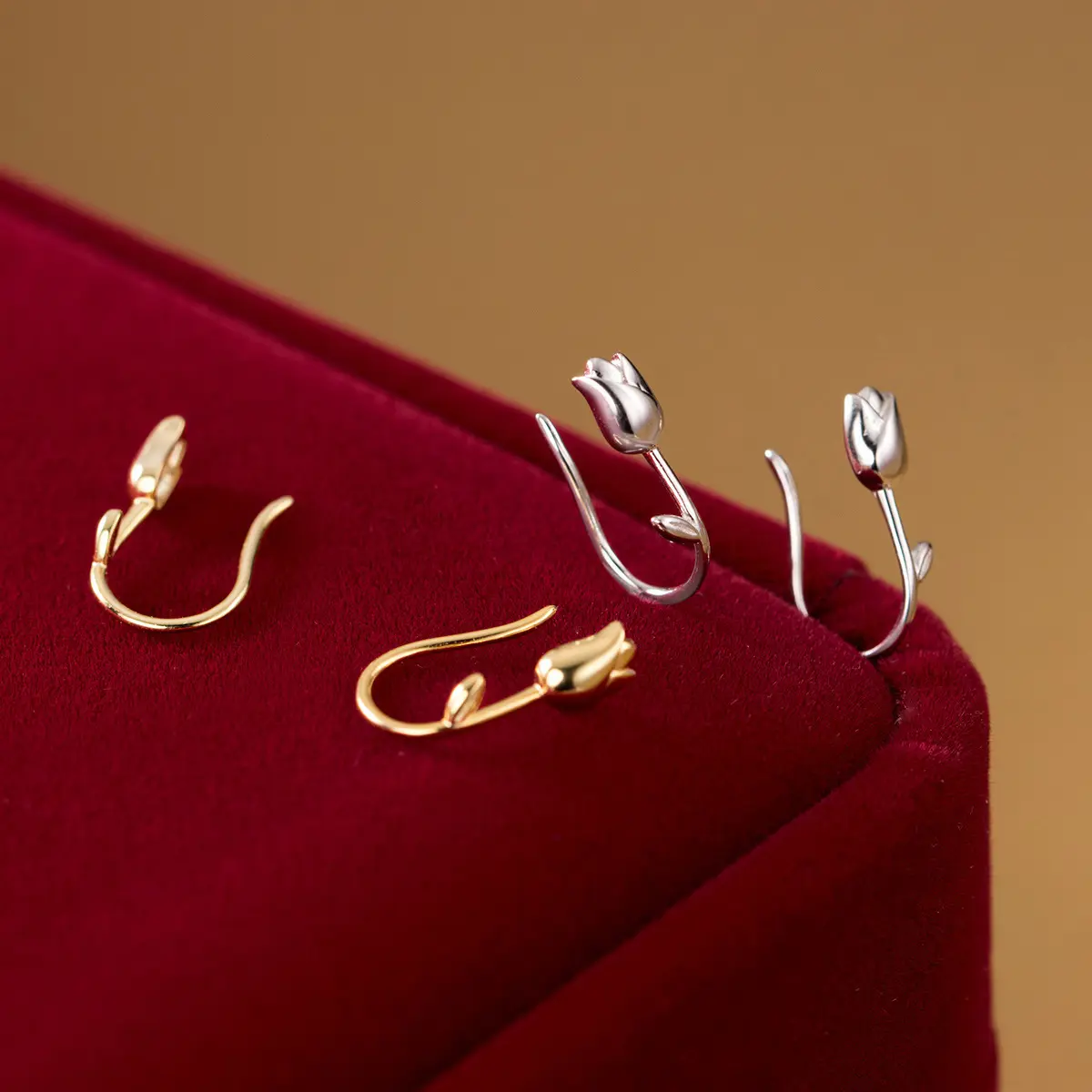 Fashion design Earrings S925 sterling silver rose flower hoop earrings for women