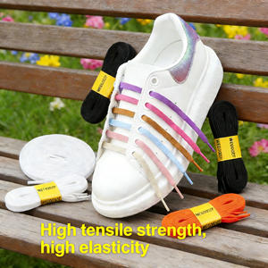 WEGOODZF Lacets élastiques plats sans cravate avec boucles en métal Lacets de remplacement paresseux de 8 <span class=keywords><strong>mm</strong></span> de large pour enfants et adultes - Product Image 1