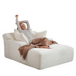 <span class=keywords><strong>Sofá</strong></span> <span class=keywords><strong>Cama</strong></span> <span class=keywords><strong>Chaise</strong></span> <span class=keywords><strong>Longue</strong></span> Extra Grande Antetek, Moderno, Tapizado en Corduroy de 50 Pulgadas, Asiento Profundo, Reposabrazos, 3 Cojines Decorativos, No Inflable - Product Image 1