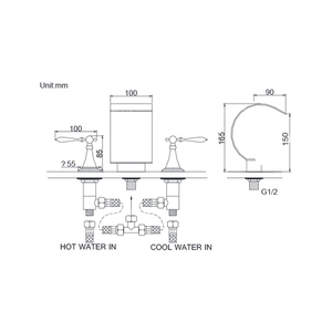 Rubinetto per <span class=keywords><strong>Lavabo</strong></span> da Bagno a 3 Fori Nuovo Design Opaco Dorato - Product Image 2
