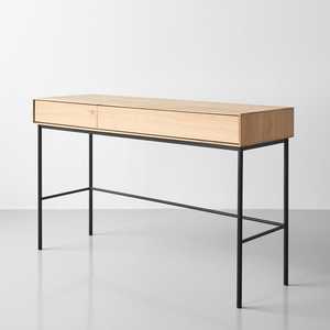 Living Room Furniture Power Coated Steel White <strong>Oak</strong> Wooden <strong>Top</strong> Modern Console Table Office <strong>Desk</strong> with Storage Eco-Friendly - Product Image 5