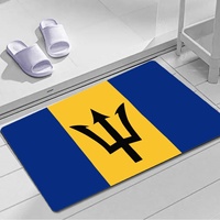 Tapis de sol en caoutchouc polyester avec drapeau national de la Barbade, 40*60 cm, rectangulaire, antidérapant, pour intérieur et extérieur