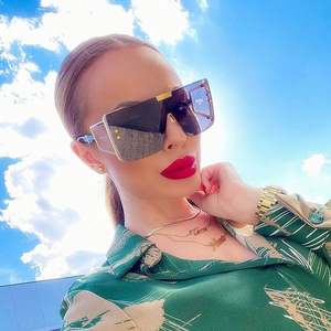 Gafas de Sol de Metal Extra Grandes de Moda Vintage UV400, Lentes de Una Pieza, para Mujer, Gran Venta 2021 - Product Image 3