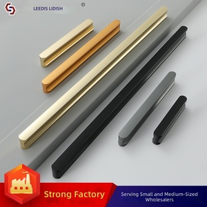 Gagang Lemari Minimalis Modern Langsung dari Pabrik, Gagang Kabinet Dapur Aluminium Alloy Warna Emas, Model Die Casting, Warna Hitam Panjang - Product Image 3