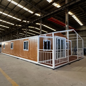 Maison préfabriquée <span class=keywords><strong>en</strong></span> conteneur extensible, panneau sandwich <span class=keywords><strong>en</strong></span> laine de roche EPS, panneau métallique sculpté personnalisé de 40 pieds, petit bâtiment - Product Image 1