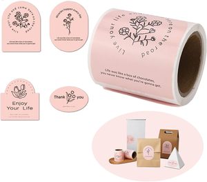 Regalo Embalaje decorativo Sello Calcomanías Impresión personalizada Envío Mailers Etiquetas Rosa <span class=keywords><strong>Gracias</strong></span> Disfrute de su <span class=keywords><strong>vida</strong></span> Pegatinas - Product Image 2