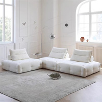 Ensemble de canapés modulaires à compression sous vide, revêtement en flanelle, design capitonné, style crème, en forme de L, combinaison libre pour salon
