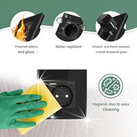 Prise murale triple UBARO série F 228 mm 16A avec panneau en verre trempé et 3 ports Type-C, prise électrique Schuko 3 gangues