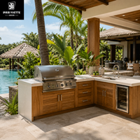 Meuble de cuisine extérieur moderne en MDF, résistant aux intempéries, pour patio, jardin, barbecue et usage en arrière-cour, directement de l'usine