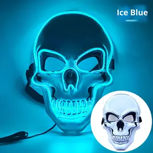 Máscara LED Luminosa de PVC al por Mayor, Máscara de Terror con Sonido de <span class=keywords><strong>Grito</strong></span> para Halloween, Máscara de Calavera Brillante para Fiestas - Product Image 2
