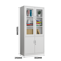 Armoire de classement moderne en métal et verre, verrouillable, 3 tiroirs, pour bureau, école, maison