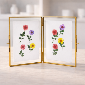 Cadre <span class=keywords><strong>photo</strong></span> <span class=keywords><strong>en</strong></span> <span class=keywords><strong>verre</strong></span> à double ouverture pour l'affichage de fleurs pressées, fait à la main, durable, décoration de table, style de maison - Product Image 1