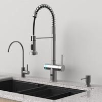Robinet de cuisine contemporain en acier inoxydable 304 brossé, économie d'eau, contrôle automatique sans contact par capteur, monotrou