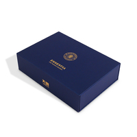 Emballage de boîte magnétique cadeau en carton épais rigide personnalisé bleu de luxe PR avec carte de remerciement estampée à chaud pour le client