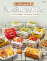 Boîte à hamburger en carton écologique jetable de qualité alimentaire avec impression personnalisée pour les plats à emporter