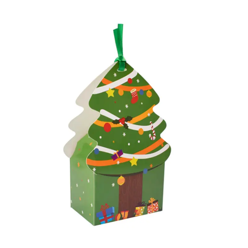 Hộp Quà Giáng Sinh Tiện Dụng Tùy Chỉnh Túi Giấy Gấp Kẹo Trái Cây Khô Quả Hạch Các Tông Hộp Giấy Bìa Nướng Bánh