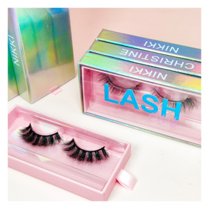 Proveedor Popular de Pestañas Postizas Hechas a Mano, Holográficas Brillantes, con Logotipo Personalizado, Pestañas de Tira Completa, Pestañas de Visón Sintético - Product Image 1