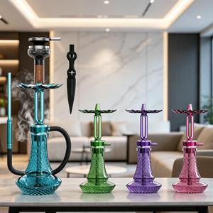 Modern Aluminum Alloy <b>Hookah</b> Set Mirror Finish Single Hose Shisha <b>Pipe</b> Gift Box for Bar and Travel - Product Image 3