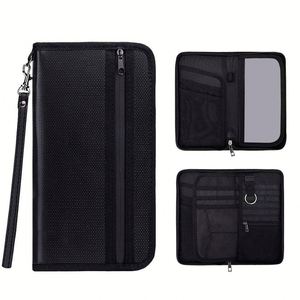 OEM Portable Black Passport <b>Bag</b> with Zipper Fire and Water Resistant Customized for Storing <b>Documents</b> Money Coins Certificates - Product Image 2