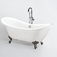 Baignoire autoportante à pattes avec double marchepied, en acrylique, pour immersion profonde, 1400 1500 1600 1750 1850 72 pouces