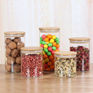 Frasco de Vidrio de Borosilicato Alto para Almacenamiento de Alimentos, Diseño Nórdico, Ecológico y Resistente al Calor con Tapa de Bambú, Ideal para Graduación - Product Image 3