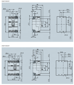 Interruptor Automático en Caja Moldeada MCCB 3VM1225 4EE32, 3 Polos, 250A, 25kA 480V, Certificado ULCE - Product Image 3