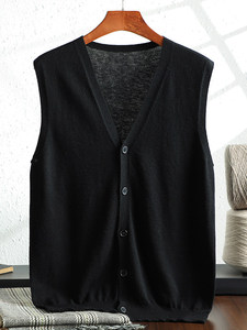 Chaleco de punto sin mangas para <span class=keywords><strong>hombre</strong></span>, estilo empresarial, cuello en V, imitación de lana, estilo minimalista, primavera - Product Image 2