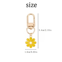 Lot de 20 porte-clés en émail motif marguerite, en alliage de zinc, avec mousqueton pivotant, breloque pour sac DIY, cadeau