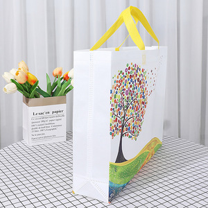 Sacs <span class=keywords><strong>écologique</strong></span>s réutilisables personnalisés sac à provisions en tissu non tissé en polypropylène laminé imprimé avec logo personnalisé cadeau - Product Image 4