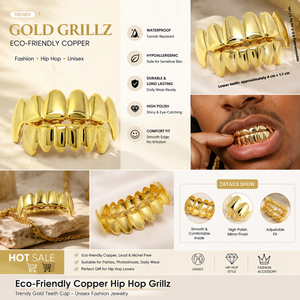 Grillz Hip Hop plaqué or pour dents de chien - Product Image 1