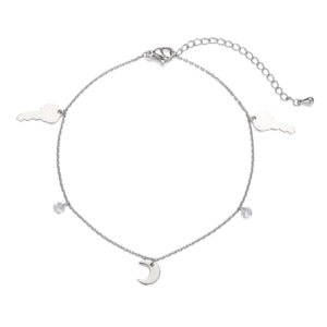 Cavigliera Dreamy Key Moon con charm CZ, placcata oro 14K, catena sottile in ottone, gioiello <span class=keywords><strong>per</strong></span> il piede da donna, ideale <span class=keywords><strong>per</strong></span> vacanze al mare e appuntamenti. - Product Image 2