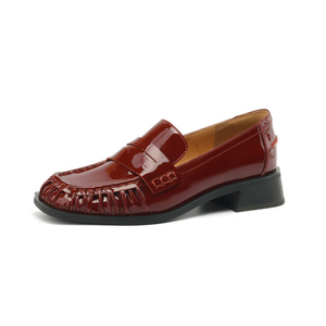 Mocassini casual per la <span class=keywords><strong>donna</strong></span> 2024 primavera di ultima moda a pieghe in vera pelle pumps scarpe da <span class=keywords><strong>donna</strong></span> a punta quadrata scarpe con tacco medio <span class=keywords><strong>calzature</strong></span> - Product Image 1