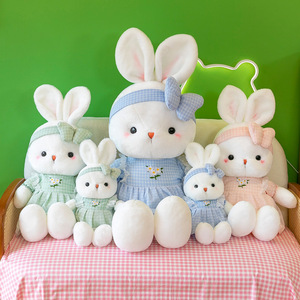 Conejitos de Peluche al por Mayor con <span class=keywords><strong>Vestidos</strong></span> Florales, Figuras de Conejos de Dibujos Animados, Almohadas Relajantes para Niños, Regalos de Cumpleaños - Product Image 2